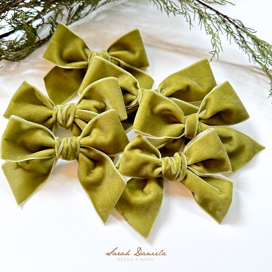 Lazos de Cinta de Terciopelo - Verde Seco