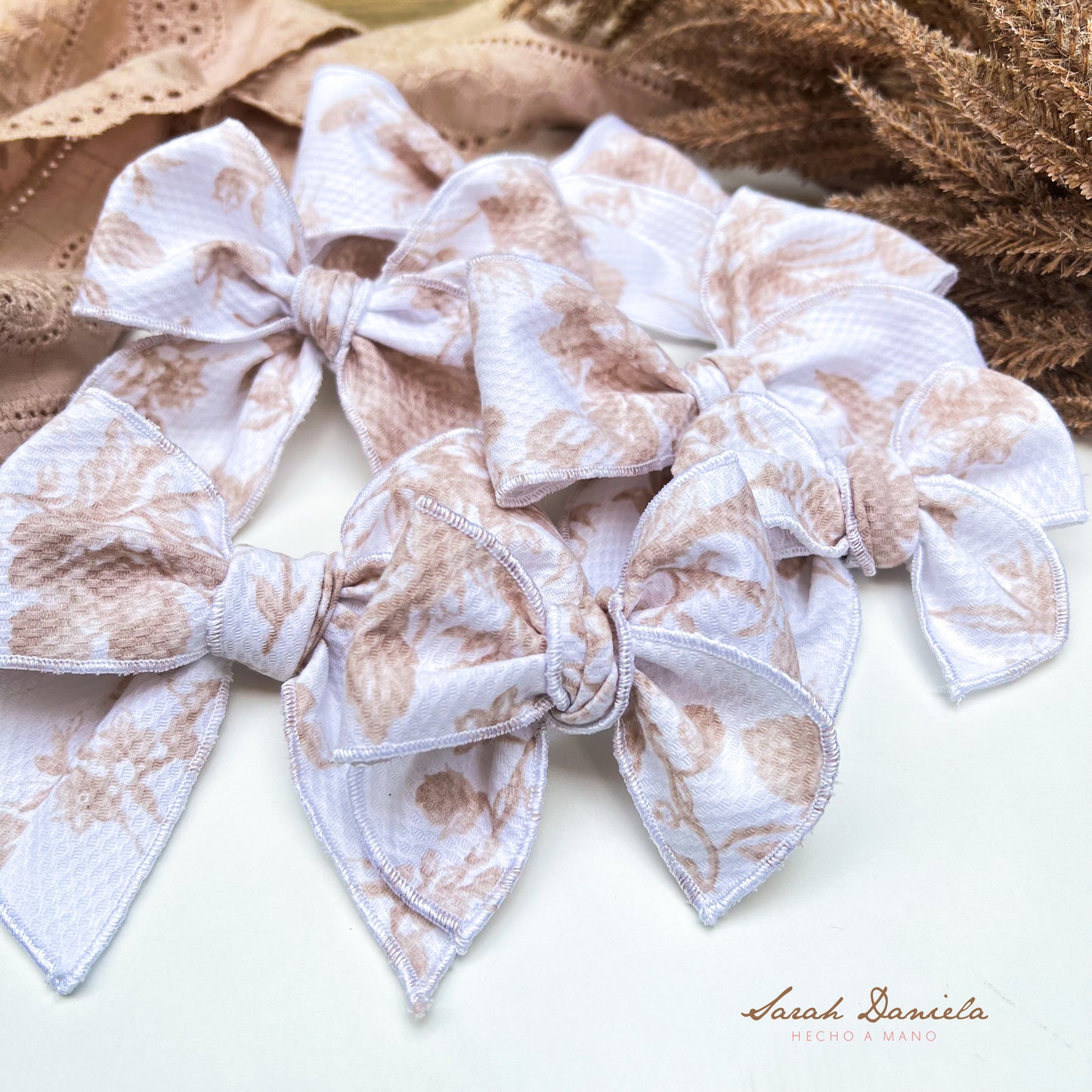 Lazos de Tela - Blanco con cremita