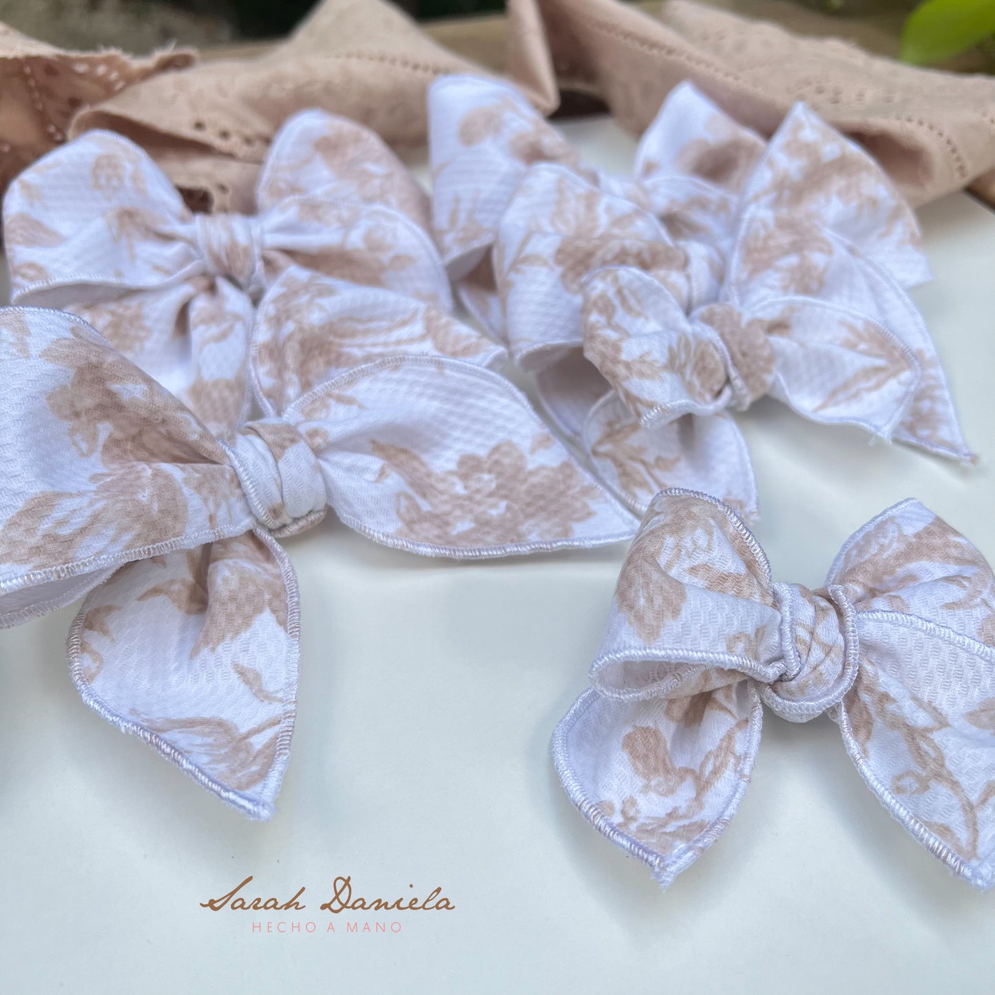 Lazos de Tela - Blanco con cremita