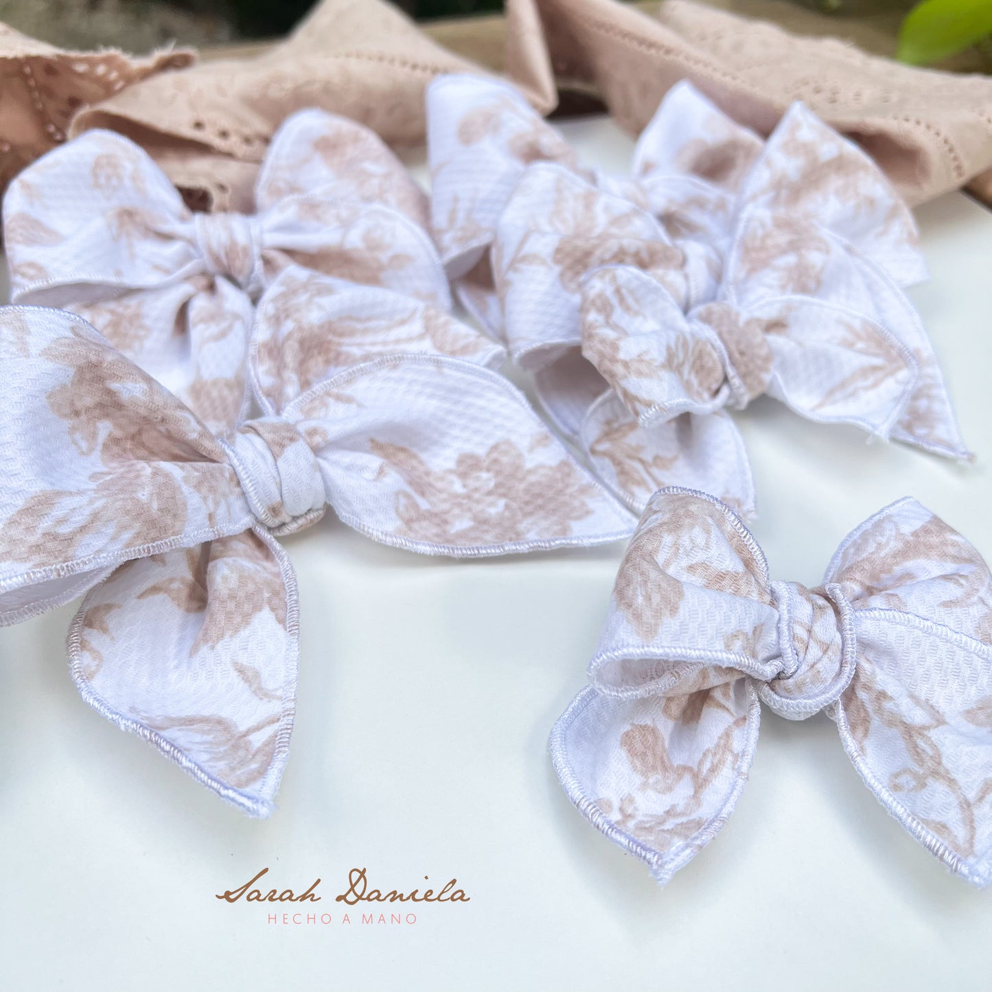 Lazos de Tela - Blanco con cremita